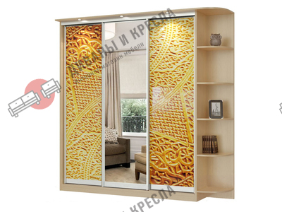 Шкаф-купе прямой Голд-3 с фотопечатью и зеркалом 160x40x200